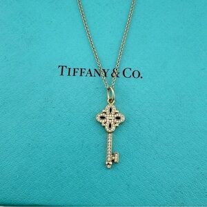 Tiffany & Co. Diamond Mini Victoria Key Necklace 18k Rose Gold 16"